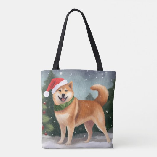 Shiba Inu Hond in Sneeuw Kerstmis Draagtas (Achterkant)