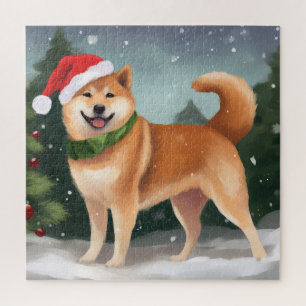 Shiba Inu Hond in Sneeuw Kerstmis Legpuzzel