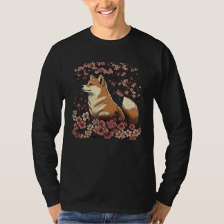 Shiba Inu Hond Japanse Grafische Kersenbloesem Sak T-shirt
