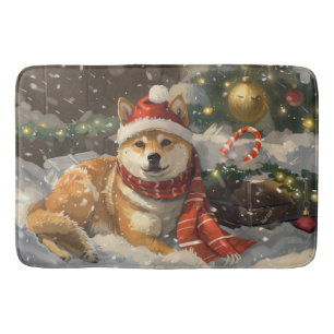 Shiba Inu Hond Kerst Festiviteit Badmat