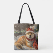 Shiba Inu Hond Kerstfeest Draagtas (Achterkant)