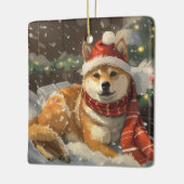 Shiba Inu Hond Kerstfeest Keramisch Ornament (Links)