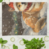 Shiba Inu Hond Kerstfeest Theedoek (Gevouwen)