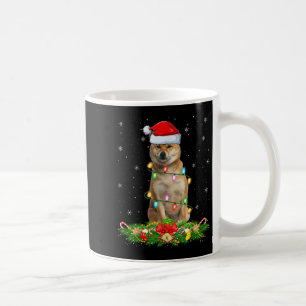 Shiba Inu Hond Kerstlichtjes Grappige Kerstman Hoe Koffiemok