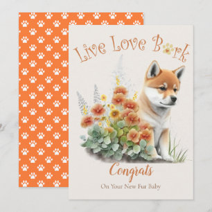 Shiba Inu Hond Mam Bloemen Adoptie Kaart