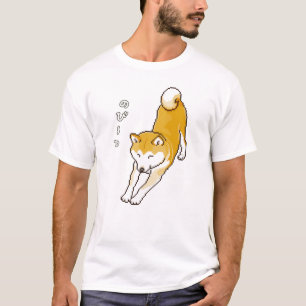Shiba Inu hond met een stretch pixelart T-shirt