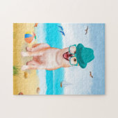 Shiba Inu Hond op het strand Legpuzzel (Horizontaal)