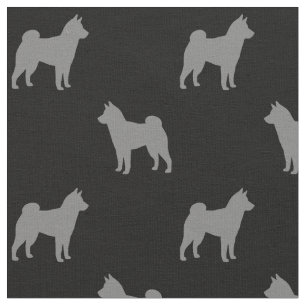 Shiba Inu Hond Silhouetten Grijs en Zwart Patroon Stof