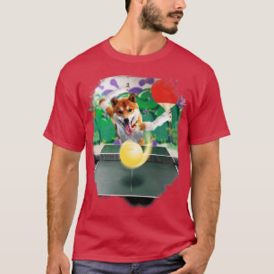 Shiba Inu Hond Spelen Tafeltennis Ping Pong T-shirt