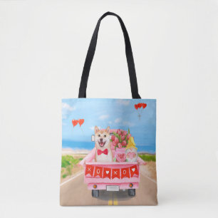 Shiba Inu-hond Valentijnsdag vrachtwagen harten Draagtas