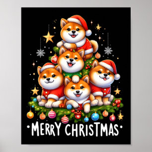 Shiba Inu Honden Vrolijk Kerstmis Kerstcadeaus Ker Poster