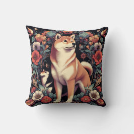Shiba Inu Hondenkussen William Morris geïnspireerd Kussen