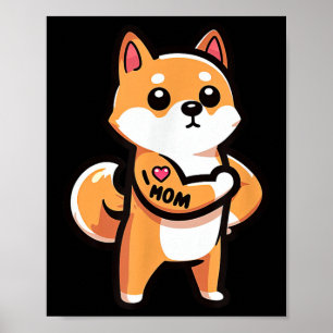 Shiba Inu I Love Mom Funny Dog Tattoo Poster
