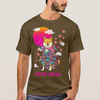 Shiba Inu Japanse esthetische Sakura Cherry Blosso T-shirt