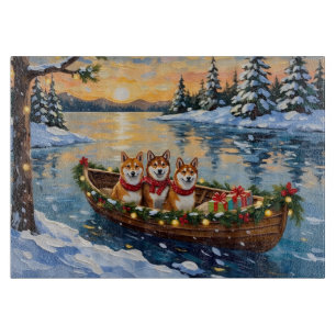 Shiba Inu Kerstboot Vakantie Snijplank