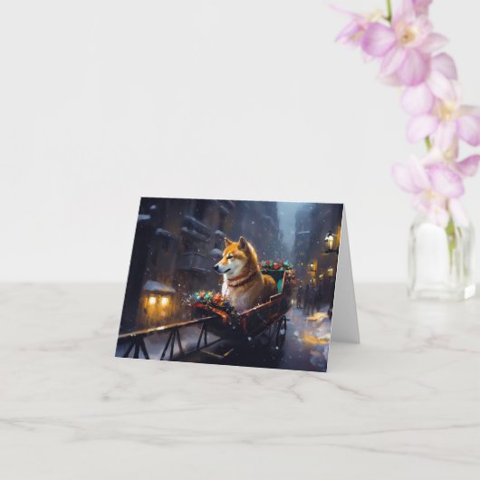 Shiba Inu Kerstfeest Seizoen Kaart (Orchidee)