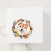 Shiba Inu Kerstkrans feestelijke pup Bedankjes Labels (In situ)