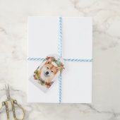 Shiba Inu Kerstkrans feestelijke pup Cadeaulabel (Met Touw)
