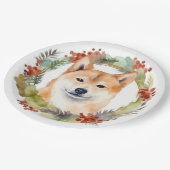 Shiba Inu Kerstkrans feestelijke pup Papieren Bordje (Gekanteld)