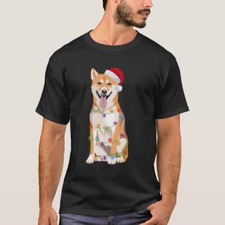 Shiba Inu Kerstlights Hondenliefhebber Santa Ha T-shirt