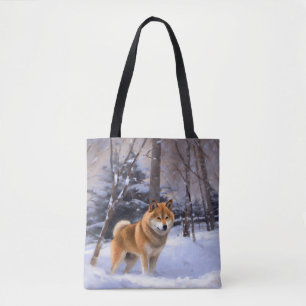 Shiba Inu Laat het Sneeuwen Kerstmis Draagtas