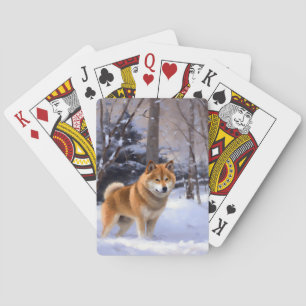 Shiba Inu Laat het Sneeuwen Kerstmis Pokerkaarten