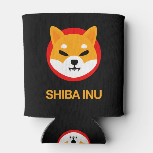Shiba Inu Logo en tekst onder Afbeelding Blikjeskoeler (Achterkant)