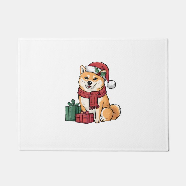 Shiba Inu Merry Kerstmis Deurmat (Voorkant)