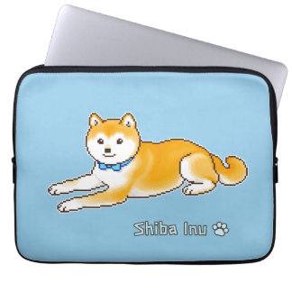 Shiba Inu met een lichtblauwe kraag Laptop Sleeve