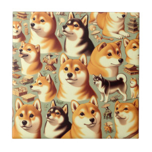 Shiba Inu naadloos patroon Tegeltje