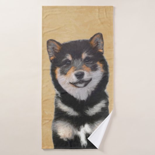 Shiba Inu (Noir et Tan) Peinture - L'art du chien (Serviette de bain)