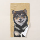 Shiba Inu (Noir et Tan) Peinture - L'art du chien (Serviette à main)