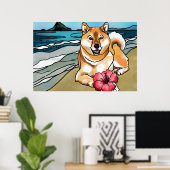 Shiba Inu op het Chinese Pet, Hawaii Poster (Thuiskantoor)