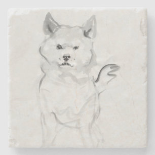 Shiba Inu Original Painting 4 Dog Year 2018 Stone Stenen Onderzetter