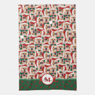Shiba Inu Patroon Monogram Kerst Hond Theedoek