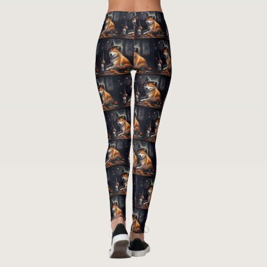 Shiba Inu pompoenen Halloween eng Leggings (Achterkant)