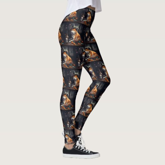 Shiba Inu pompoenen Halloween eng Leggings (Rechts)