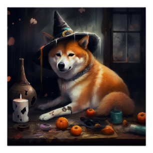Shiba Inu pompoenen Halloween eng Perfect Poster