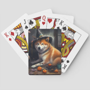 Shiba Inu pompoenen Halloween eng Pokerkaarten