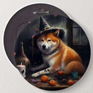Shiba Inu Pompoenen Halloween Griezelen Ronde Button 6,0 Cm