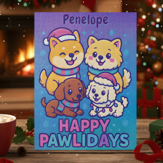 Shiba Inu Poodle Christmas Dogs Blue Purple Puppy Legpuzzel