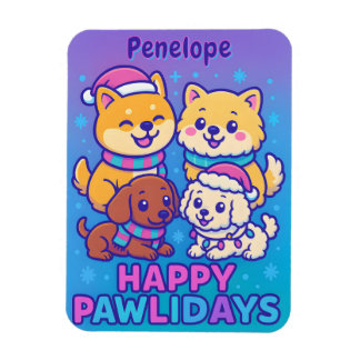 Shiba Inu Poodle Christmas Dogs Blue Purple Puppy Magneet