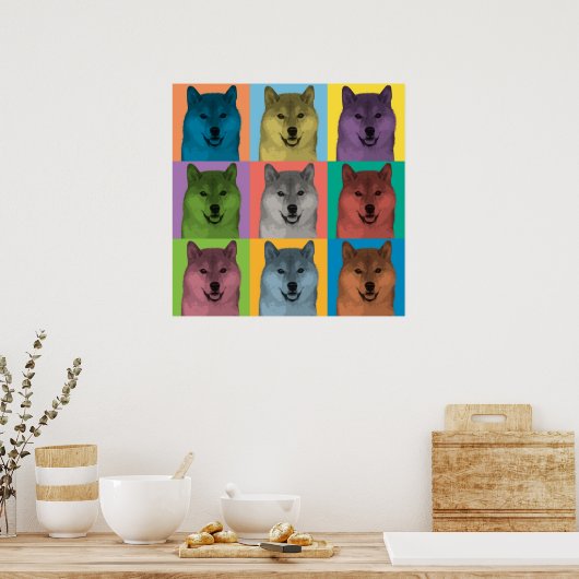 Shiba Inu Pop-Art Poster (Keuken)