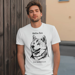 Shiba Inu Portrait Zwart Lijn Illustratie T-shirt