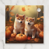 Shiba Inu Puppy Herfst Delight Pompoen Bedankjes Labels (Achterkant)