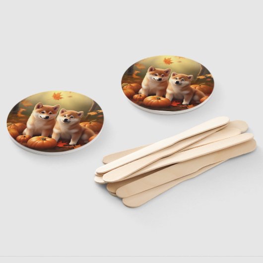 Shiba Inu Puppy Herfst Delight Pompoen Handwaaier (Niet-gemonteerd)