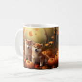 Shiba Inu Puppy Herfst Delight Pompoen Koffiemok (Voorkant links)