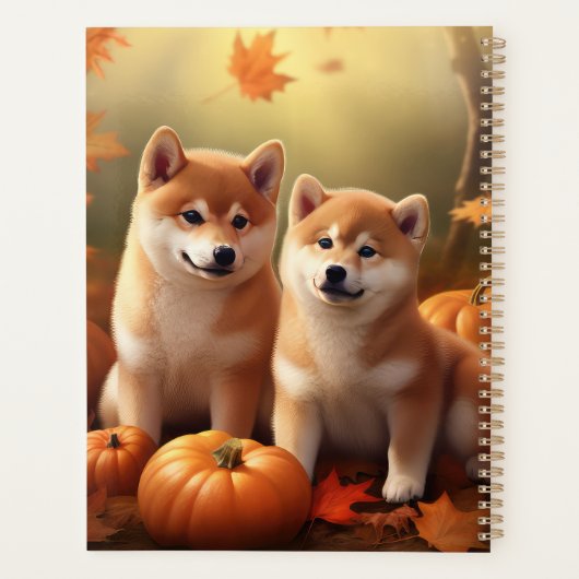 Shiba Inu Puppy Herfst Delight Pompoen Planner (Achterkant)
