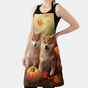 Shiba Inu Puppy Herfst Plezier Pompoen Schort