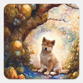 Shiba Inu Puppy Vierkante Sticker